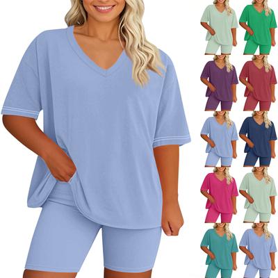 Conjunto de dos piezas informal de moda para mujer, holgado, de manga corta y pantalones cortos