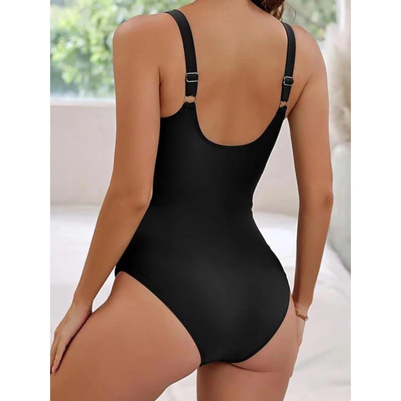 2025 Plain Ruched Swimsuit Women One Piece Solid Swimwear Female Beachwear Bathers Bathing Swimming Swim Bodysuit Summer