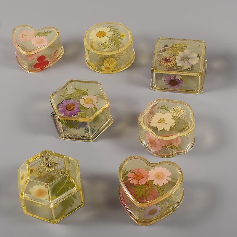 Poppy Epoxy Silicone Mold: Round, Square, Hexagonal, and Heart-Shaped Storage Boxes