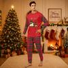 Christmas-print long-sleeve and long-pant matching family loungewear set