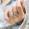 Vanke Women's Gold-Plated Sunflower Diamond Ring - Elegant Open Design with Hollow Petals and Long-Lasting Color Retention.