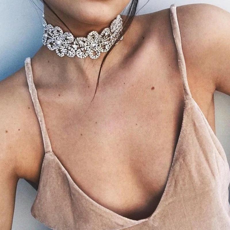 Trendy Pattern Rhinestone Necklace, Fashionable Exaggerated Party Sexy Necklace Accessories Female Necklace