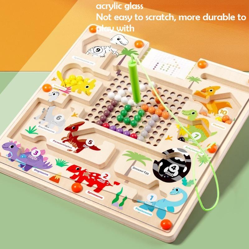 Non-Toxic Magnetic Color And Number Maze Montessori Dinosaur Counting Matching Learning Puzzle Board Toddler Fine Motor Skills Travel Toys