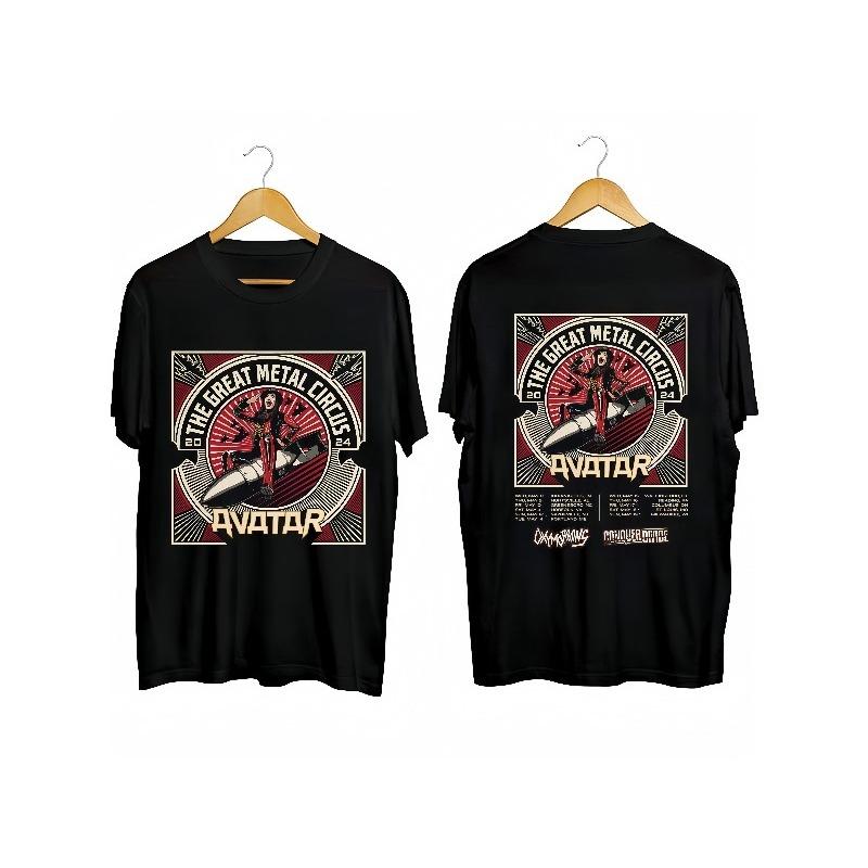 ZX Summer Hot Selling Avatar The Greatest Metal Circus Tour 2024 Shirt Avatar Band Fan Shirt Mens Round Neck Short Sleeved Shirt S