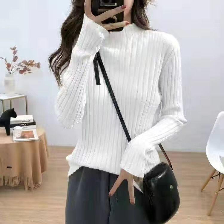 Turtleneck Pullovers Basic Sweaters Women Autumn Winter Primer Shirt Long Sleeve Short Slim-fit Tight Jumper Tops Solid