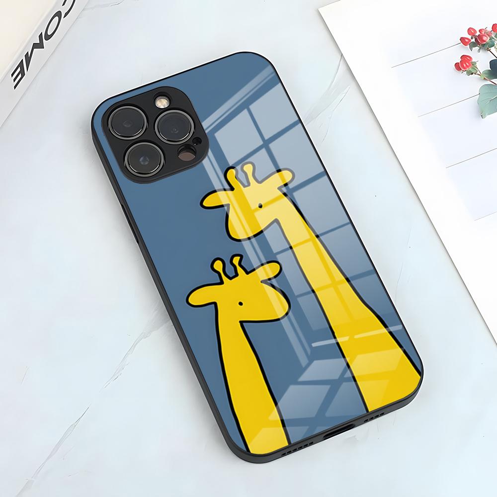 Cute Giraffe Phone Case For IPhone 17 Pro Max 15 Pro 16 14 Plus 12 13 Mini 11 Pro Shockproof Glass Cover