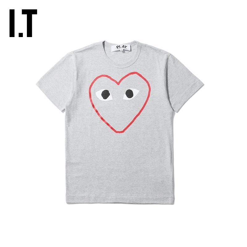 

It Cdg Play Comme Des Garcons Round Neck Short Sleeve Unisex T-Shirt Love Logo Printing 66Md