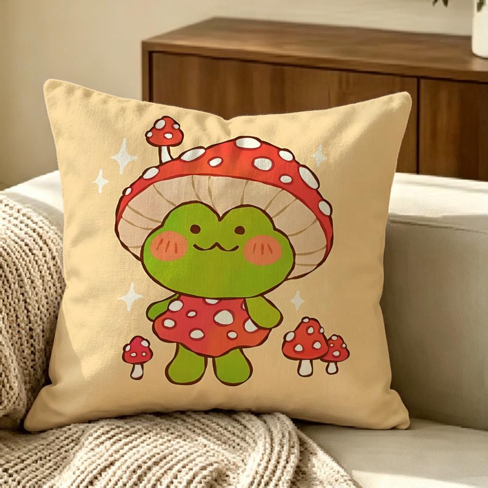 Cute Frog Cushion Cover Pillow Cover Nordic Minimalist Throw Doublesided Print Cushion Case For Sofa Bedroom Decor