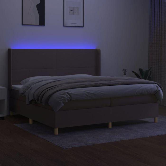 VidaXL Slat Bed Base with Mattress and LED, Upholstered Bed with Headboard, Double Bed, Adult Bedroom Bed, 3138745