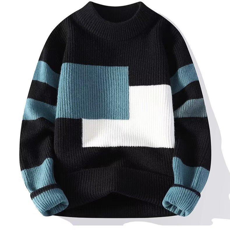 Men s Korean Style Slim-Fit Round Neck Sweater - Autumn/Winter Trendy Knitwear for Teens 3XL