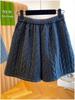 Winter 2025 Women's Grey Wool Cable Knit A-Line Shorts: Stylish, Loose, Slimming, and Versatile Bootcut.