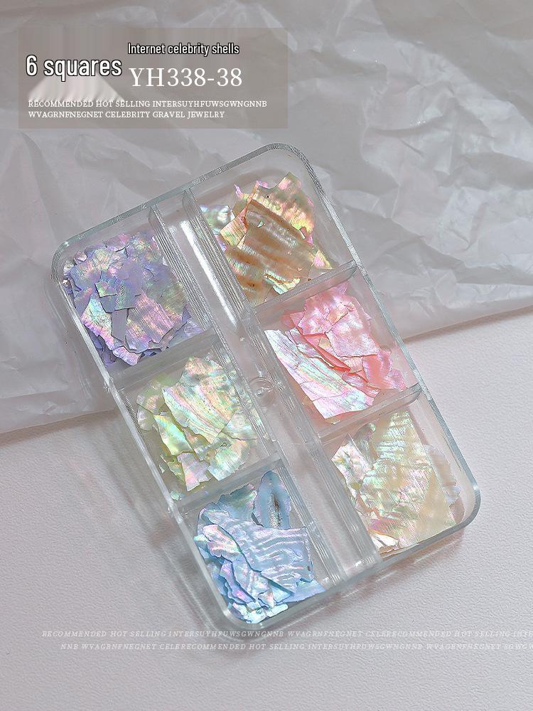 

Аврора Переливающийся Нейл-арт: Ультратонкие кусочки ракушки и универсальный белый абалон для дизайнов с 6 сетками