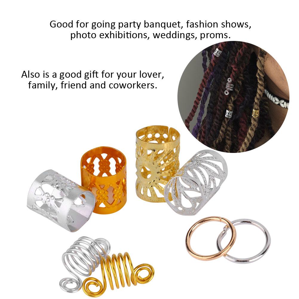 90pcs Hair Braid Rings Dreadlock Three ply Hair Clips Loops Decoration for Women & Girls