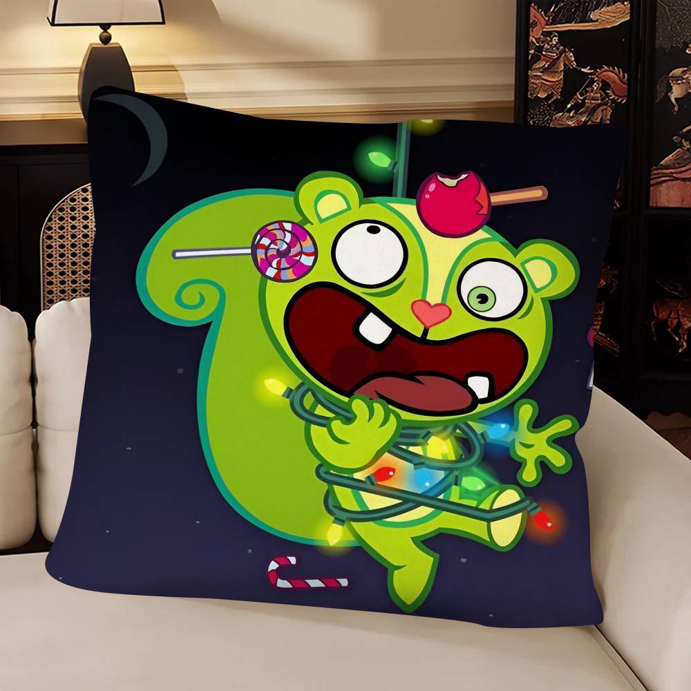 Cartoon HHappy Tree FFriends Pillow Case Fashion Square Pillowcase Bedroom Sofa Room Ins Decoration Leisure