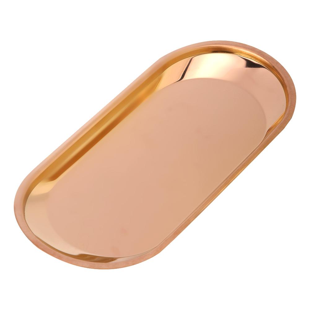 Edelstahl Nordic Oval Handtuch Tablett Lagerung Tablett Perfekte für Snack Kosmetik Schmuck(Kupfer)
