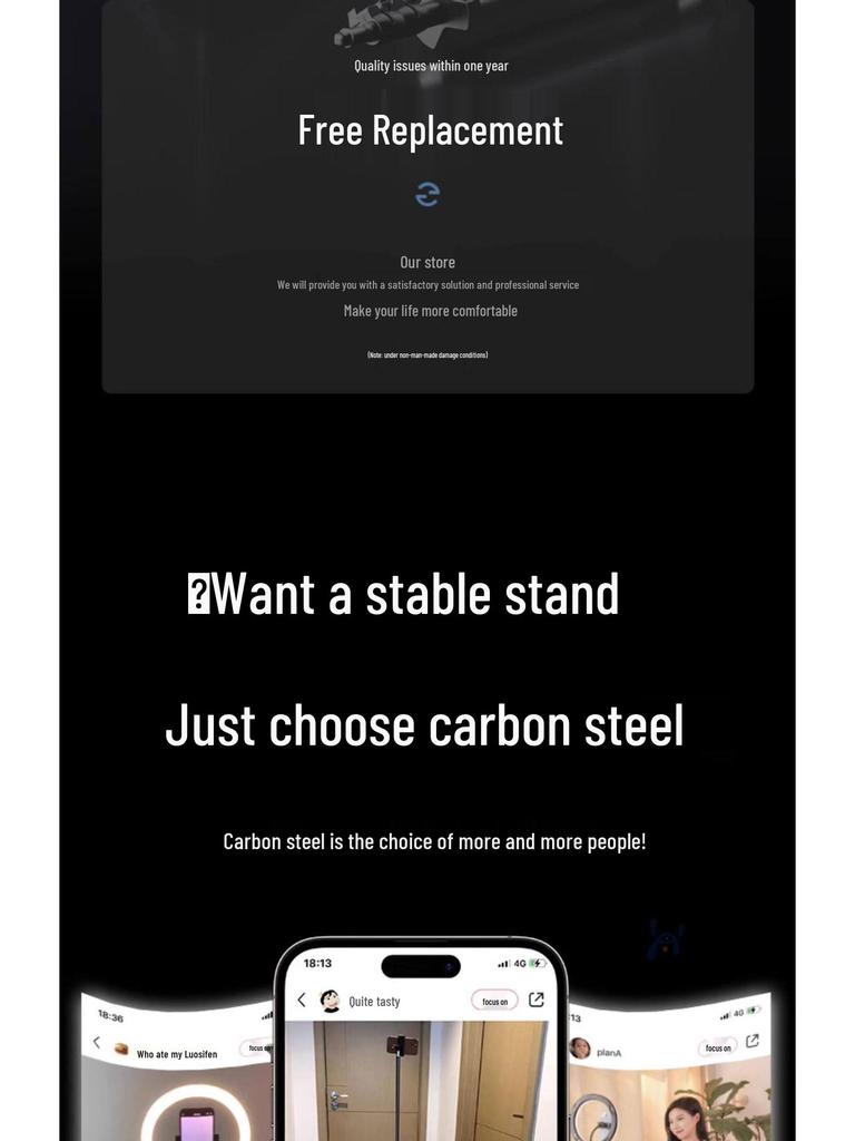 Carbon Steel Phone Stand with Fill Light for Live Streaming and Exam Prep