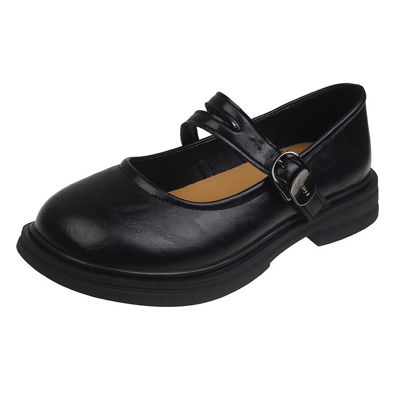 French Flat Mary Jane Small Leather Shoes Women's 2025 Spring New Retro Versatile Japanese Round Head with Skirt Single Shoes