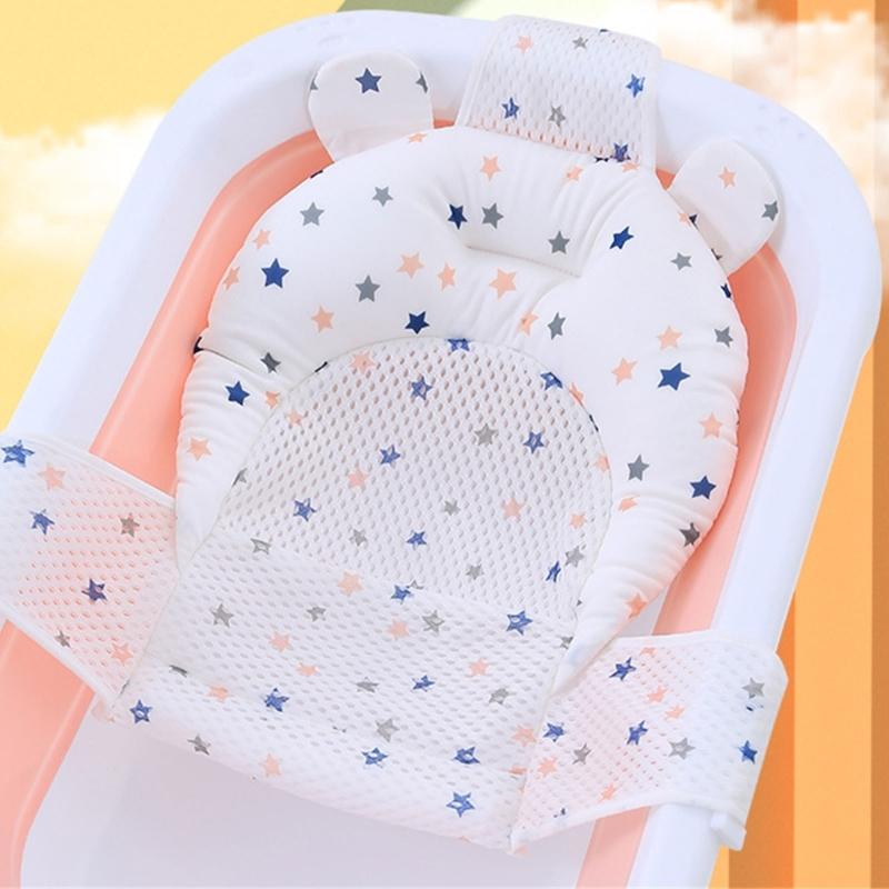 Gentle Baby Bath Support Shower Pad with Thickened Pillow Part for Head Neck and Back Stability During Bathing