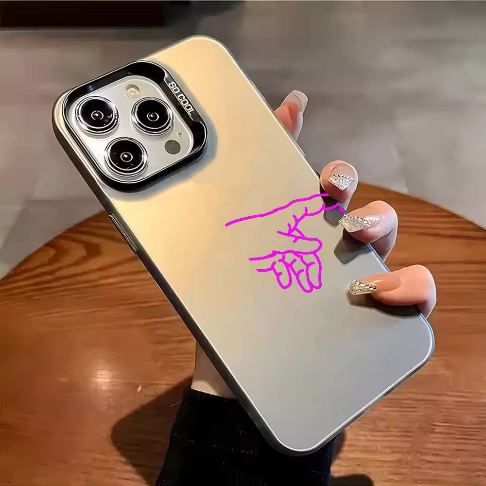 Hand in hand Loving couple Phone Case For iPhone 17 16 15 14 13 12 11 Pro Max Plus Silver candy Matte Cover