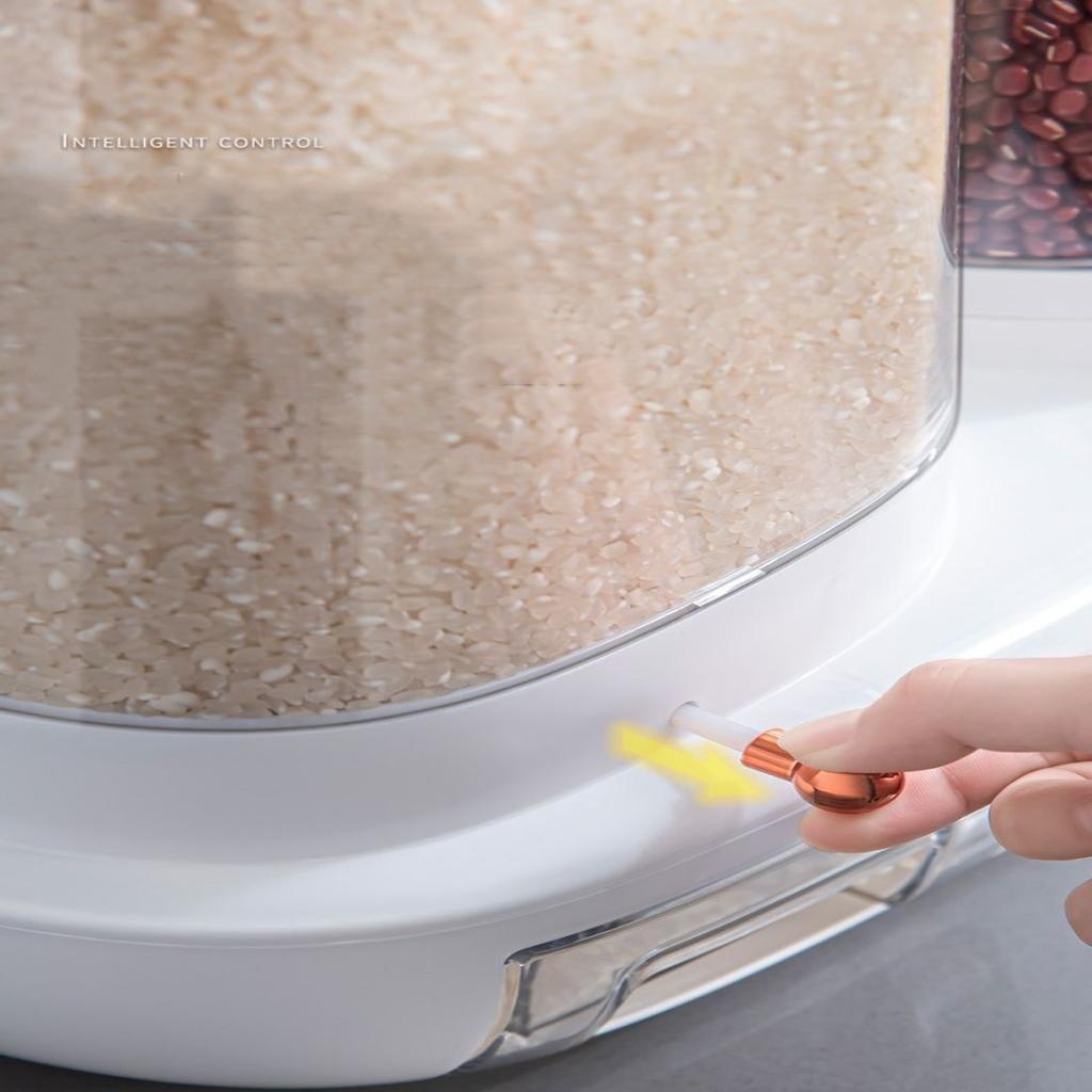 5-Grid Rotating Grid Grain Rice Dispenser Sealed Cereal Separate Bucket Dry Food Container Round Rice Storage Tank Storage Box