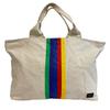 Mothers Bag Rainbow Stripes Canvas Tote Bag White Canvas Used
