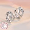 Crystal Zircon Real 925 Sterling Silver Earrings Channel Cubic Zirconia Silver Stud Earrings for Women Sterling Silver Jewelry