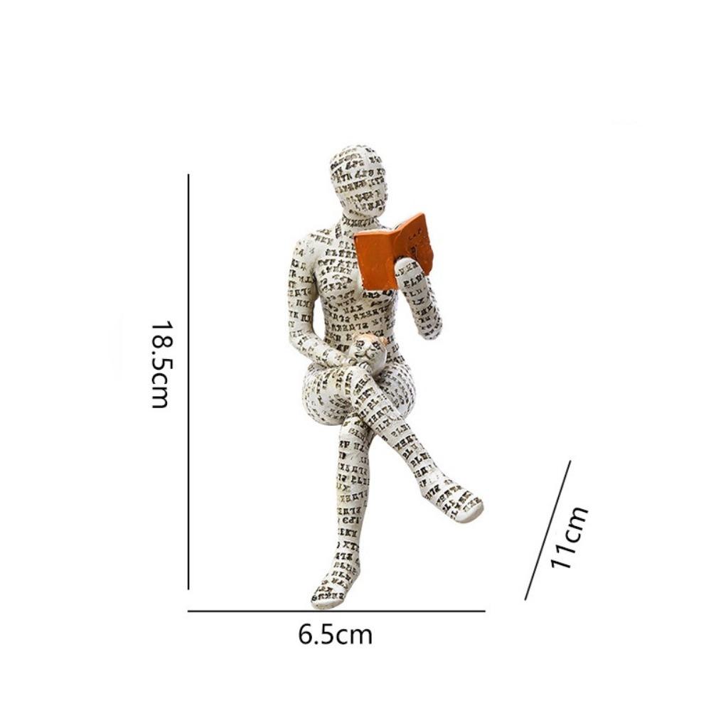 Creative Mini Reading Woman Figurine Thinker Style Nordic Modern Abstract Sculptures Resin Simple Art Sculpture Bookshelf Decor