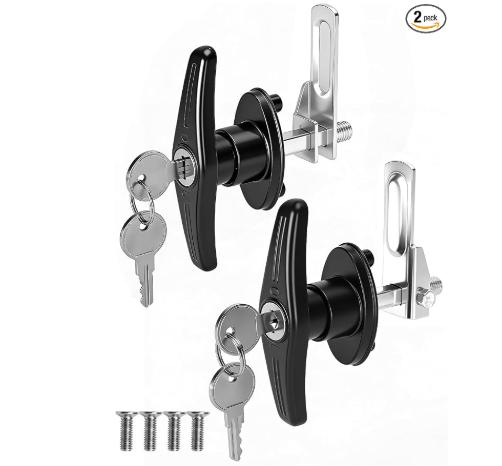 Truck Cap T-Handle Lock For Camper Shell Replacement Locking Latch Parts, Truck Bed Topper Door Locking Accessories Kit With Keys - L&R