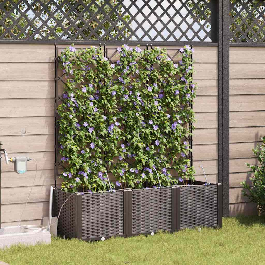 Garden Planter Set 3 Pcs Brown 120 X 40 X 142 Cm Plastic