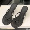 Fashion Eilyken New Summer Butterfly-knot Clip Toe Women Slippers Fashion Low Thin Heels Sandals Party Dress Flip Flops Shoes