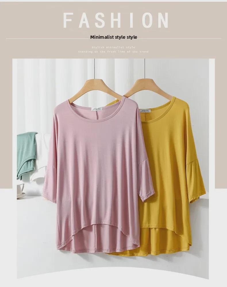 Women's Summer Modal Batwing Sleeve Top - Slimming, Loose, and Stylish.