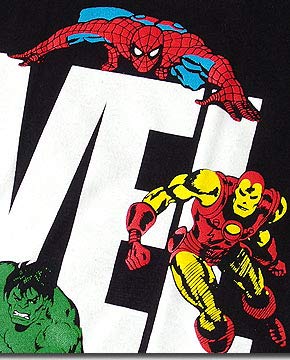 EVERSOUL Marvel Logo T-Shirt, Short Sleeve, Hulk, Venom, Captain America, Iron Man, American Comic Characters, Men's, Black, Size M [Parallel Import]