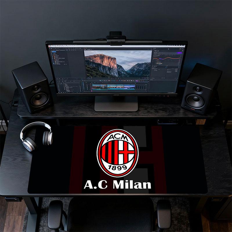 AC Milan Mouse Pad, Large Gaming Desk Mat, Non-slip XXL Mousepad for Laptop & Tablet, Mini PC Playmat with Stitched Edges