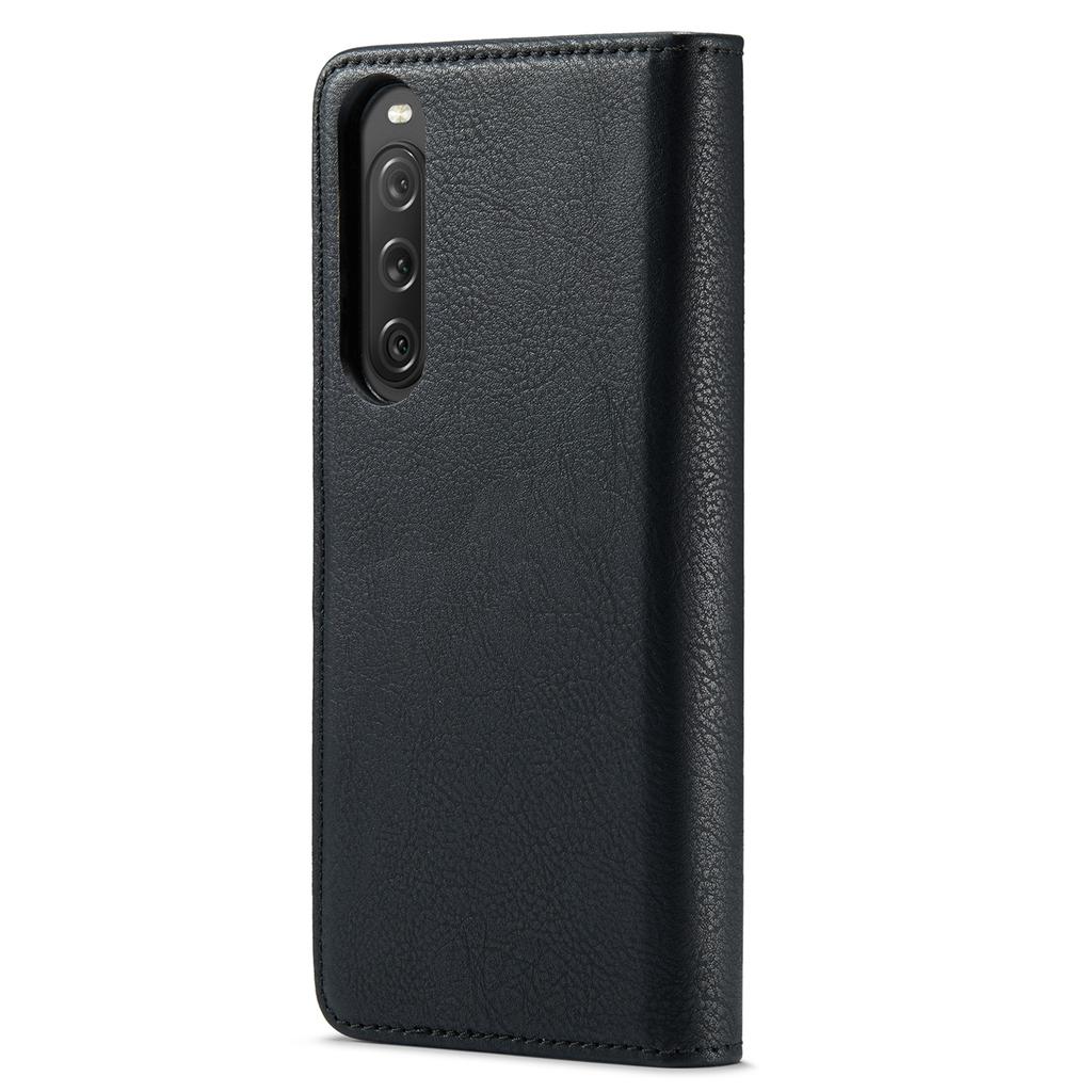 DG.MING Detachable Magnetic Phone Case for Sony Xperia 10 V Shockproof Split Leather Wallet Phone Cover
