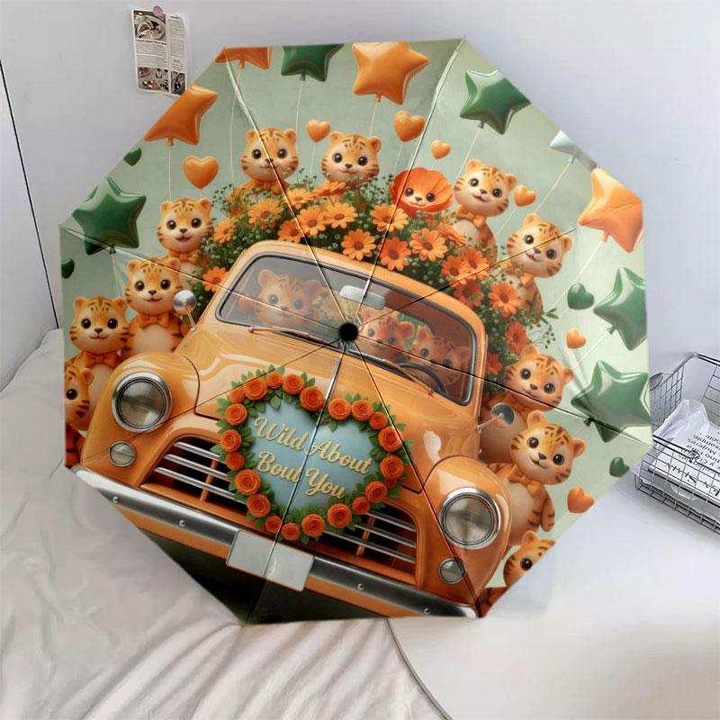 

Pickup trucks animal Pattern Pattern New Style Umbrella, 1 Piece Automatic Folding Umbrella, Portable Travel Umbrella, Outdoor Umbrella, Birthday Gift
