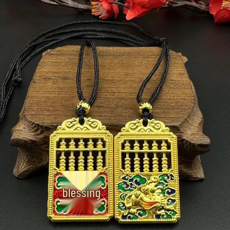 Vietnamesischer Sandgold Buddha Anhänger: Vergoldetes Maitreya Flammen Design