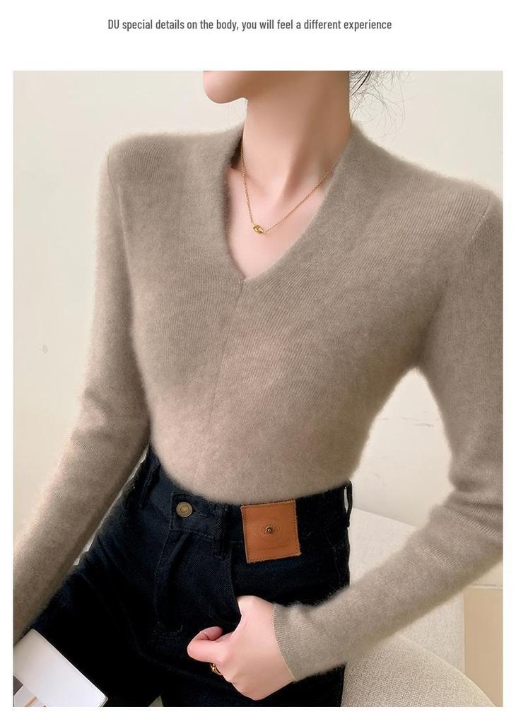 Women's Slim Fit V-Neck Cashmere Sweater - Autumn/Winter 2025 Versatile Lightweight Knit Cardigan