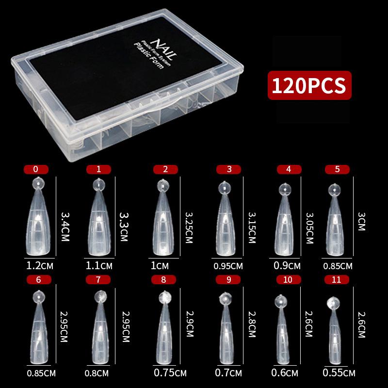 120Pcs Box-Packed Nail Mold Extension Paperless Tray Extension Nail Plate Ultrathin Reusable Transparent With Scale