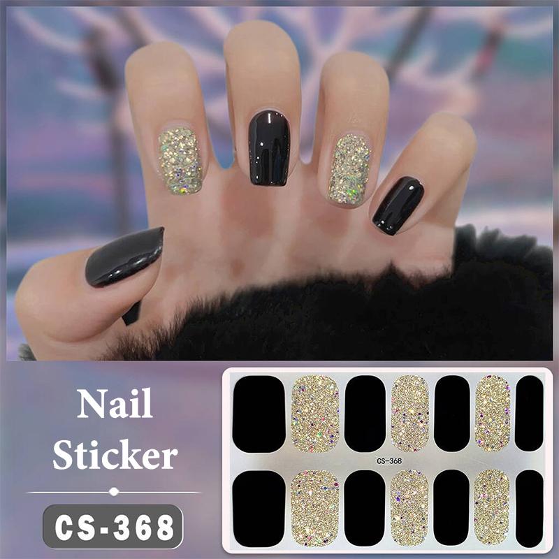 No Baking Lamp Waterproof Nail Wraps Full Cover Nail Stickers Solid Color 14 Nails/Set Multi Color Nail Art Look Patch Firm