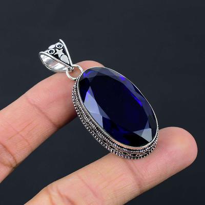 Ciondolo Pietra Preziosa Tanzanite Argento Sterling Massiccio 925 Gioiello Regalo Per Unisex LG-012