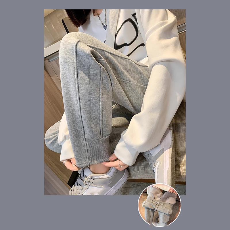 Pantaloni de damă căptușiți cu fleece, toamnă-iarnă, croială largă, îngroșați, casual, îmbrăcăminte exterioară caldă