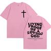 T-shirt da donna con stampa di lettere "Living Proof of A Loving God" Abbigliamento cristiano ispiratore Manica O-collo Vestiti estetici