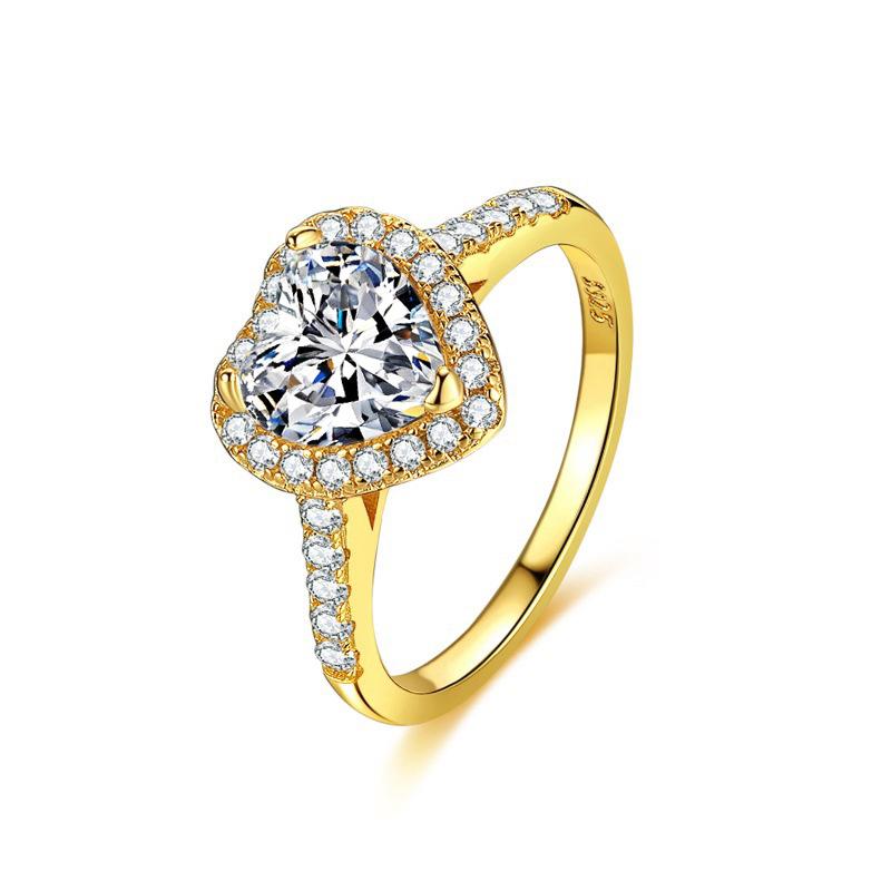 S925 Sterling Silver Moissanite Heart Engagement Ring, 1.2CT D Color