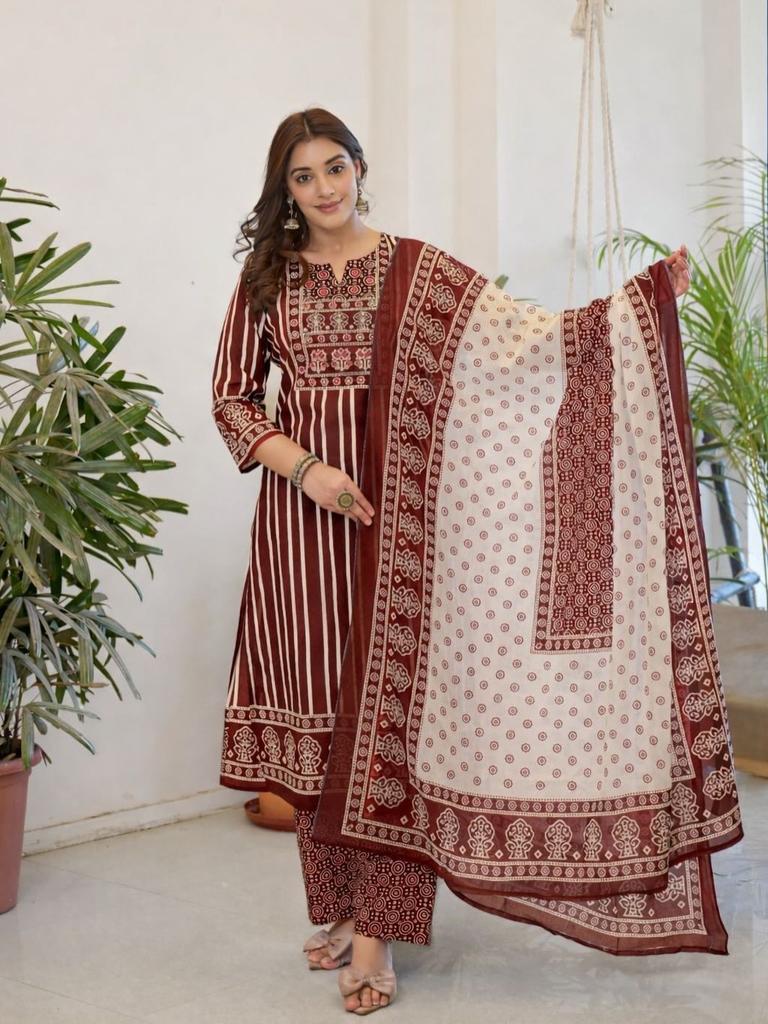 Women's Designer Cotton Kurti Pant Dupatta Set Indian Bollywood Ethnic Kurta Set