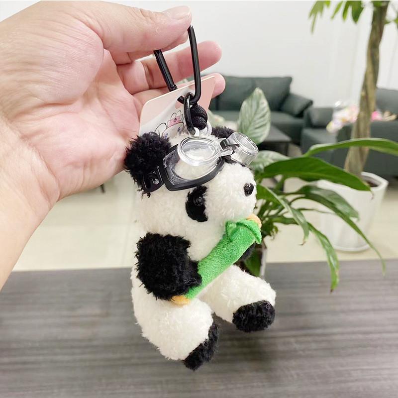 Adorable Plush Panda Keychain Pilot Bear Doll Cute Bag Charm Gift For Kids