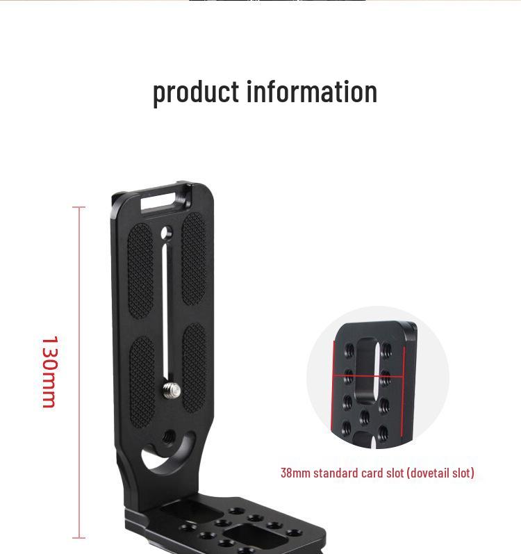 Universal Aluminum L-Shaped Quick Release Plate Stabilizer for Horizontal/Vertical Tripod Heads - Fits Mirrorless & DSLR Cameras