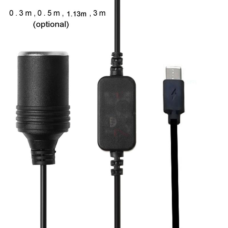 USB Male 5V To 12V Car Cigarette Lighter Socket Female Step Up Cable Inverter Converter for Driving Recorder GPS E-Dog