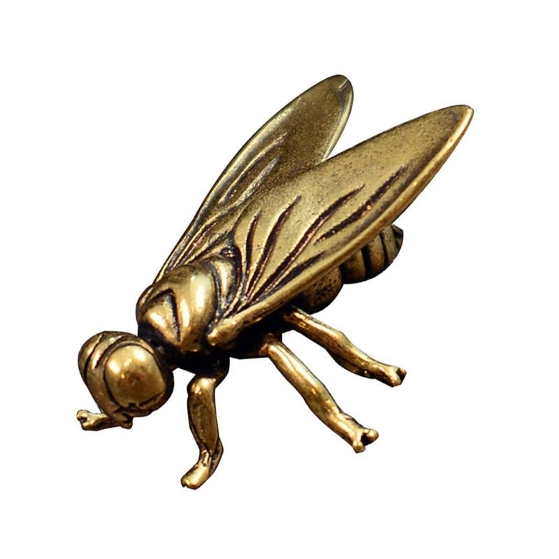 Old Bronze Fly Insect Charm Artisanal Detailed Engraving Thin Permanent Jewelry For Everyday Wear