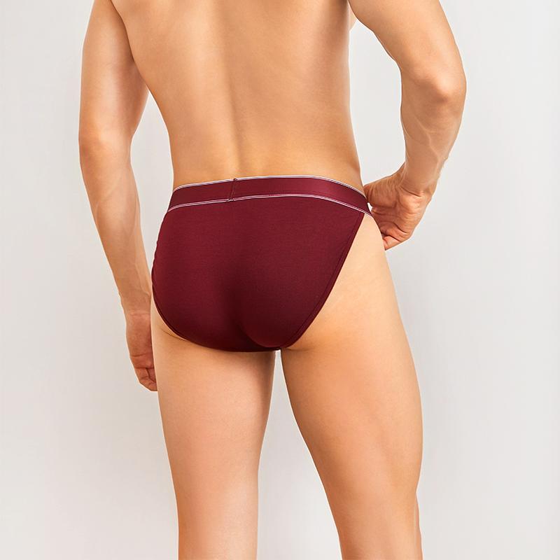 FINETOO 3Pcs/Set Men's Seamless Briefs Low-rise Sexy Underwear Stripes Breathable U-Convex Pouch Underpants Bikini Man Panties