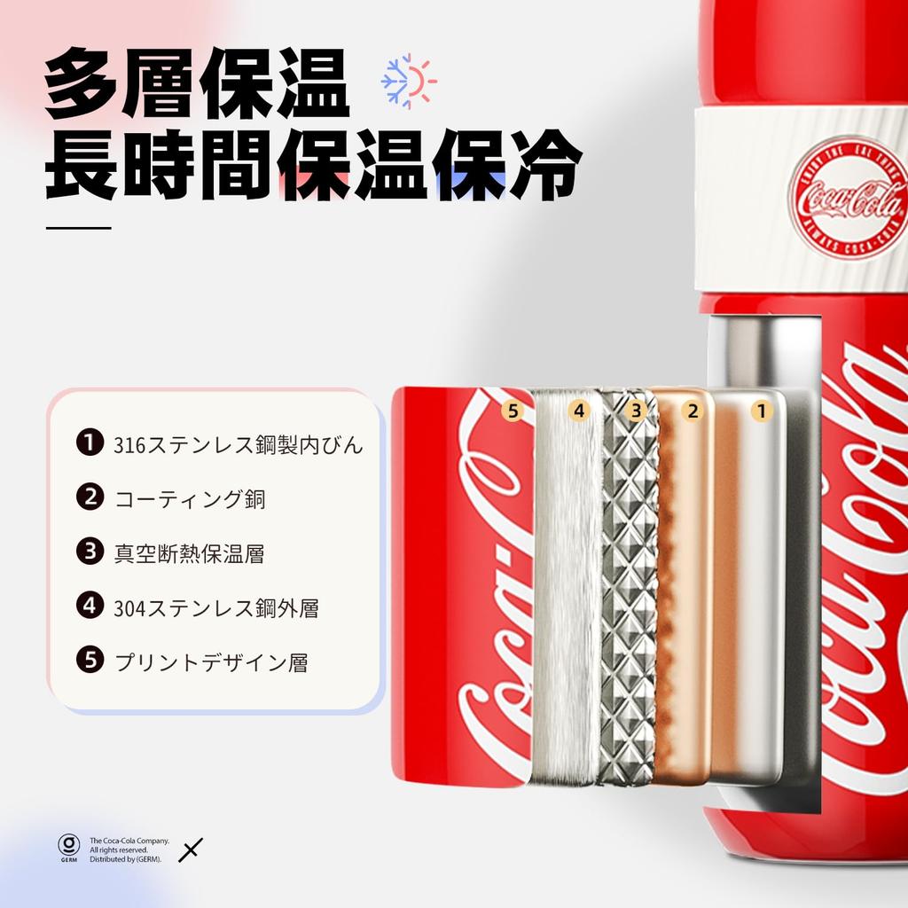 GERM X Athletic Vacuum Insulated Sports Water Direct Vacuum Keeps Cold or Stainless Steel with Stylish for Outdoors and Camping Coca-Cola [Official